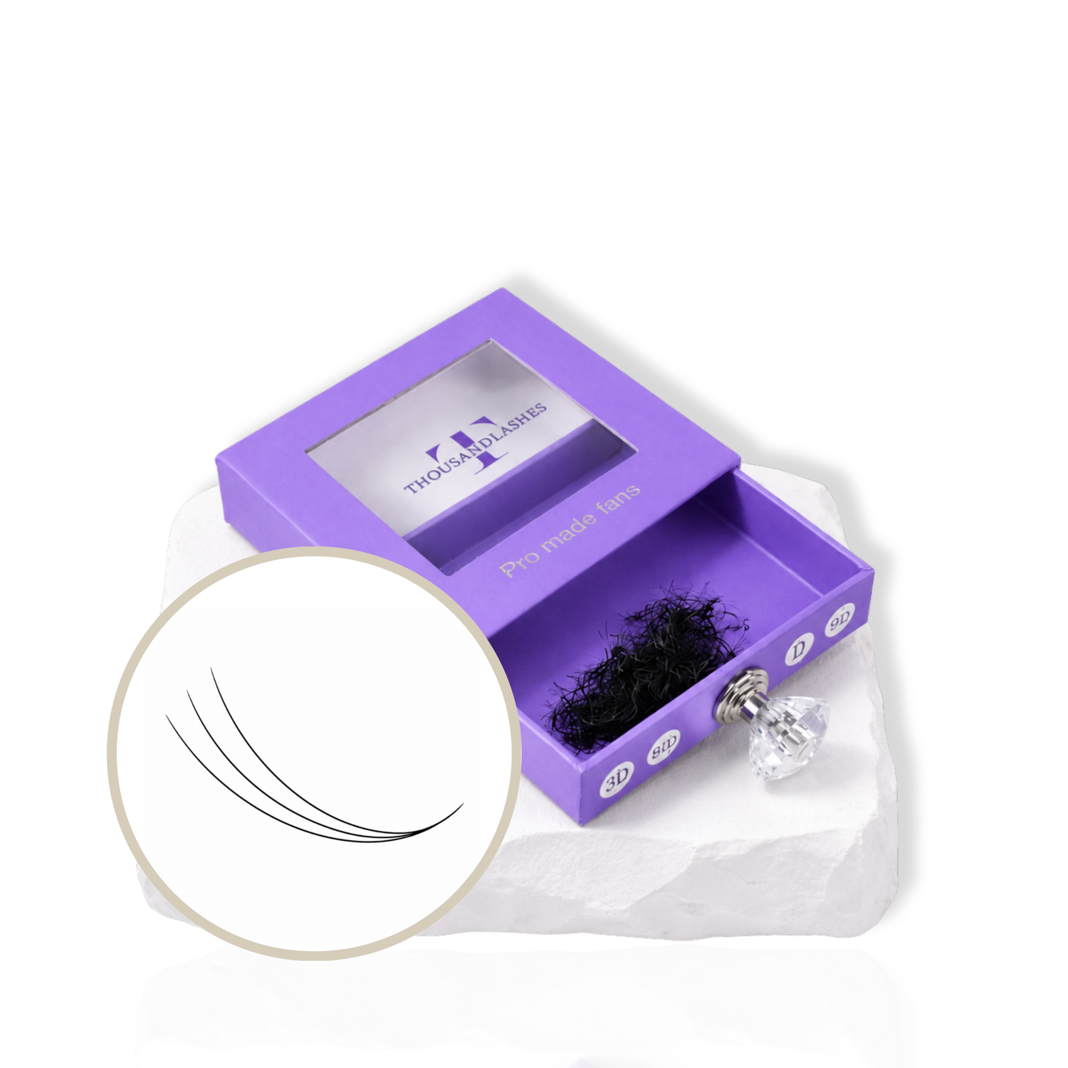 3D pro-made volume lash fans in 0.07 single length