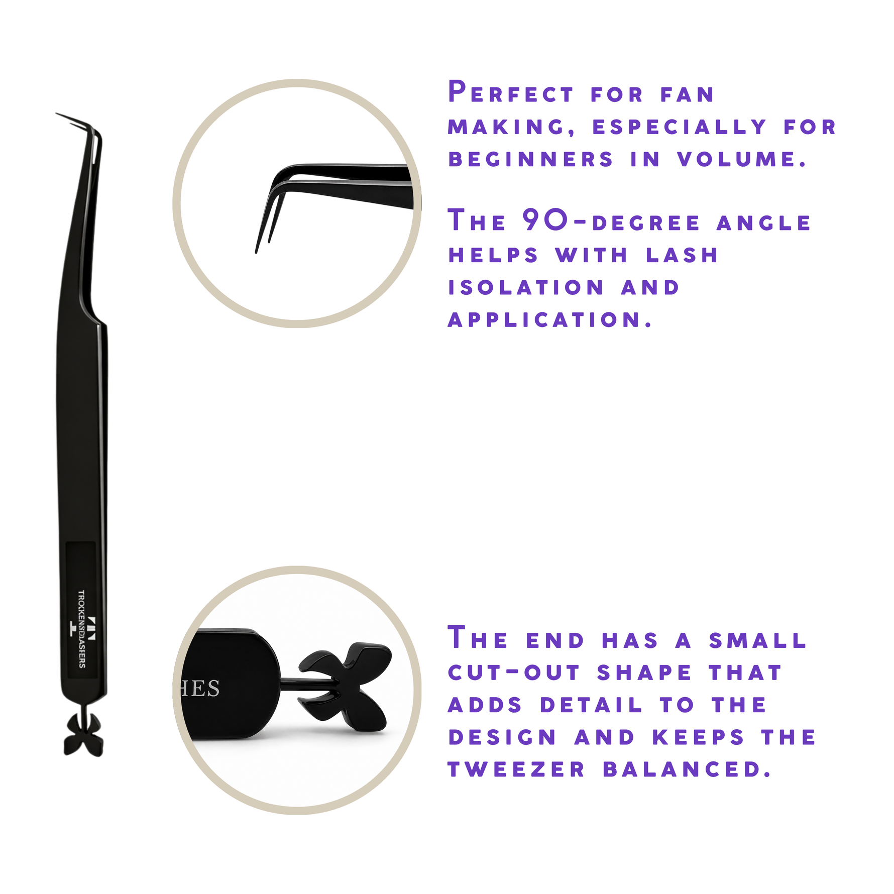90 degree angled eyelash tweezers