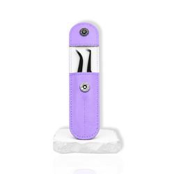 A set of two black lash tweezers including a curved precision tweezer and a 90-degree tweezer designed for isolating and creating lash fans