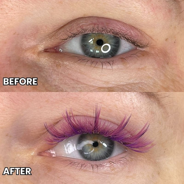 Before and after color lashes
