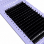 Cashmere Noir Volume Lash Extensions close-up showing dense matte black lash fibers for mega volume sets