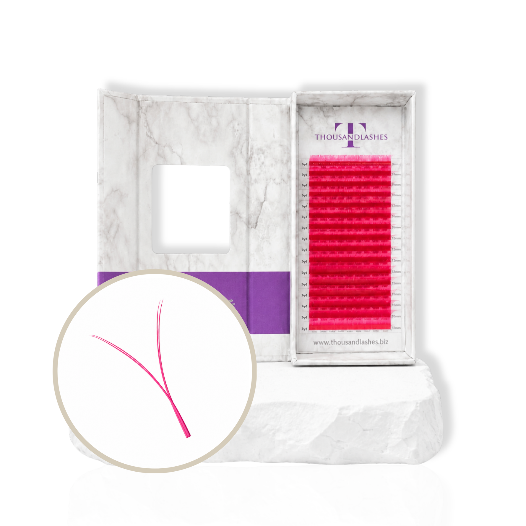 Color lash extension tray with 8–15mm lengths