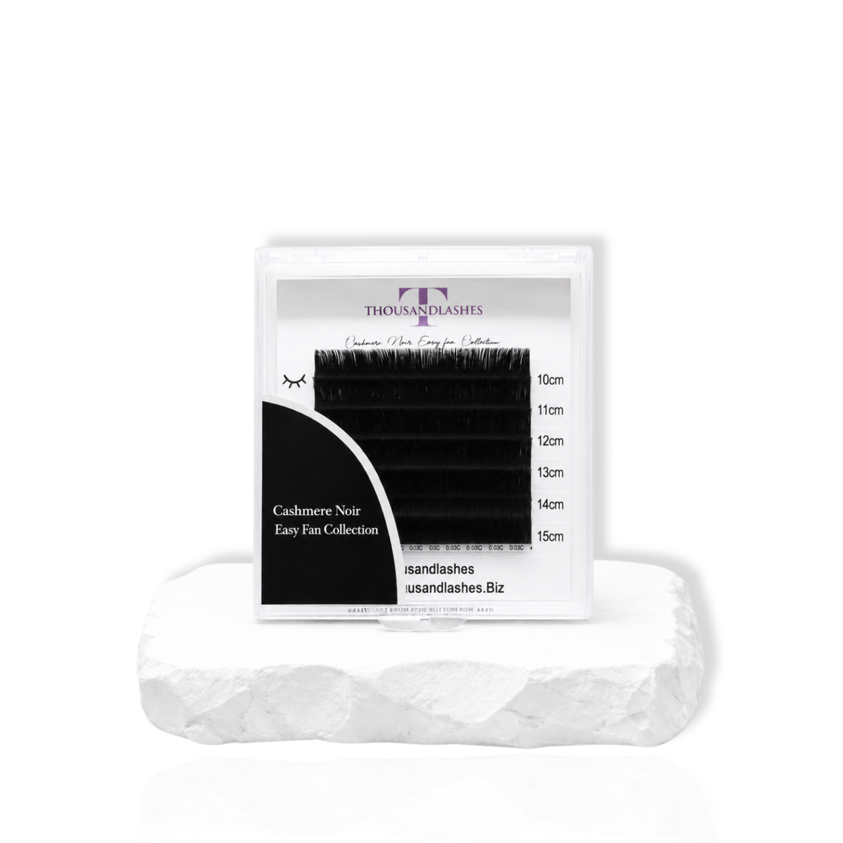 Easy Fan Lashes sample size box showing pre-made volume lash fans for faster lash extension application