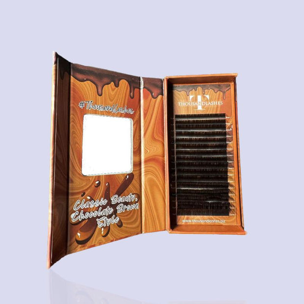 CHOCOLATE BROWN STYLE FLAT LASHES 0.15 MIXED LENGTH