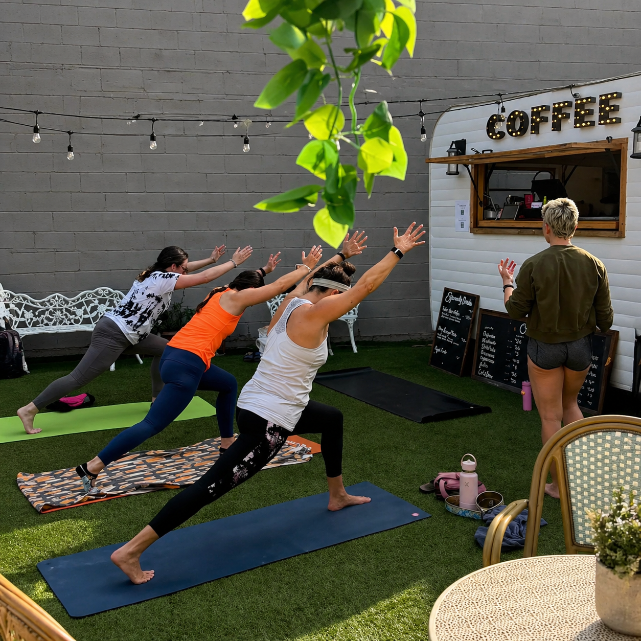 Lash artist brunch meditation stretch event