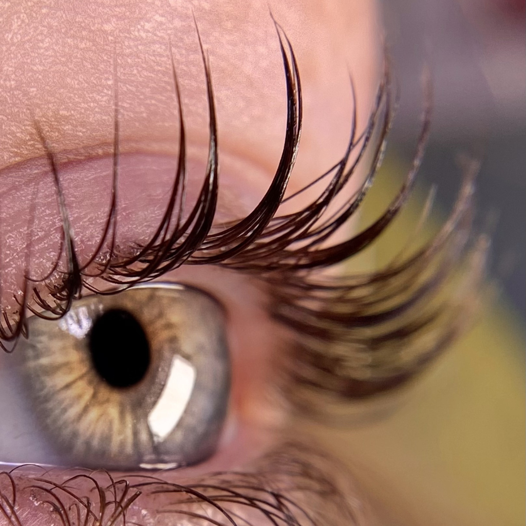 Lash lift results showing lifted natural lashes after using Korean lash lift rods