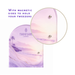 Lavender lash tile featuring magnetic sides to hold tweezers for easy lash application setup