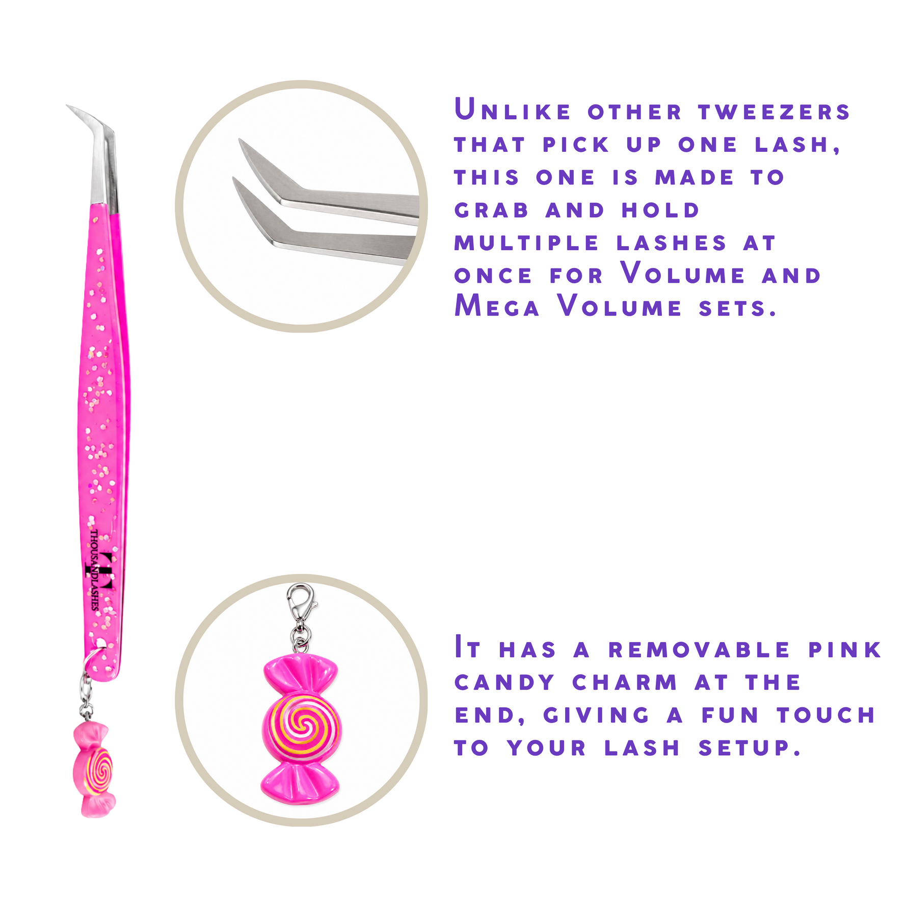 Pink eyelash extension tweezer