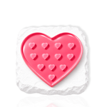 Pink heart-shaped lash glue holder tray with heart-shaped wells displayed on a white platform for professional eyelash extension applications