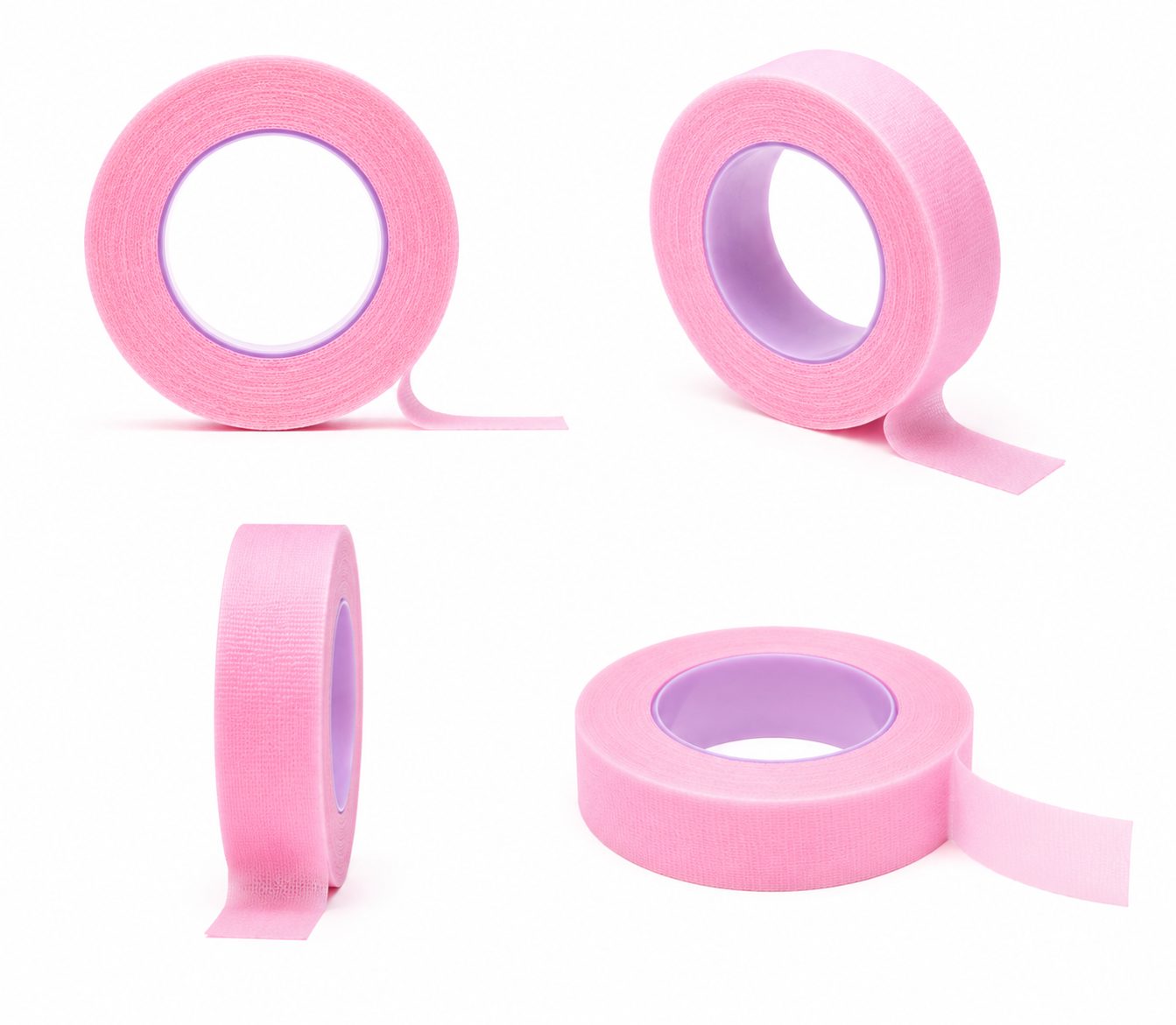 Pink micropore lash tape roll displayed as a tool for securing lower lashes and creating better access during lash work
