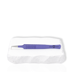 Precision Volume 90 Degree Tweezer with purple handle and angled tip displayed on a white surface