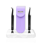 Premium Black Tweezers Duo featuring a curved dolphin-shaped tweezer and a 90-degree angled tweezer for lash extension application