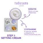 Setting cream capsule with cystamine for lash lift services