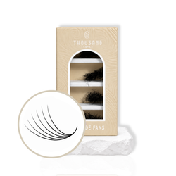 Thousandlashes 6D Promade Fans lash box with close-up of wide curved lash fans