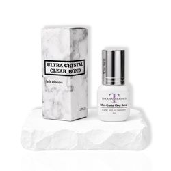 Ultra Crystal Clear Bond clear lash adhesive for professional eyelash extensions with 1 second dry time and 8 week retention
