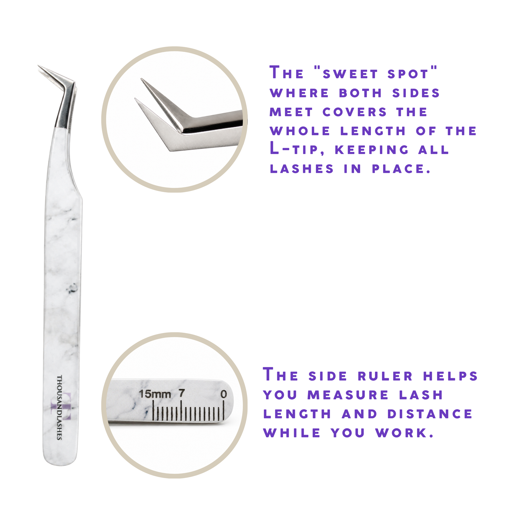 angled L tweezer for lash extensions