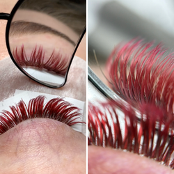colored lashes in red