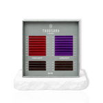 The Iris Edit color lash tray featuring garnet and blackberry inspired lash spikes with dark base lashes for custom color lash sets.