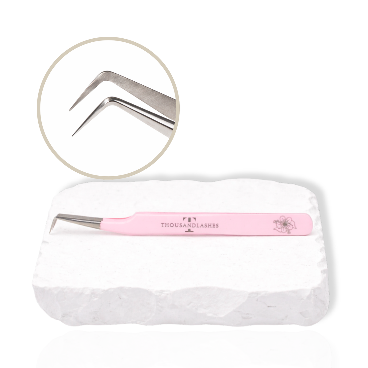 pink 90 degree lash tweezer