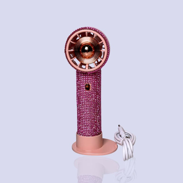 PORTABLE HANDHELD COOLING FAN WITH DIAMONDS