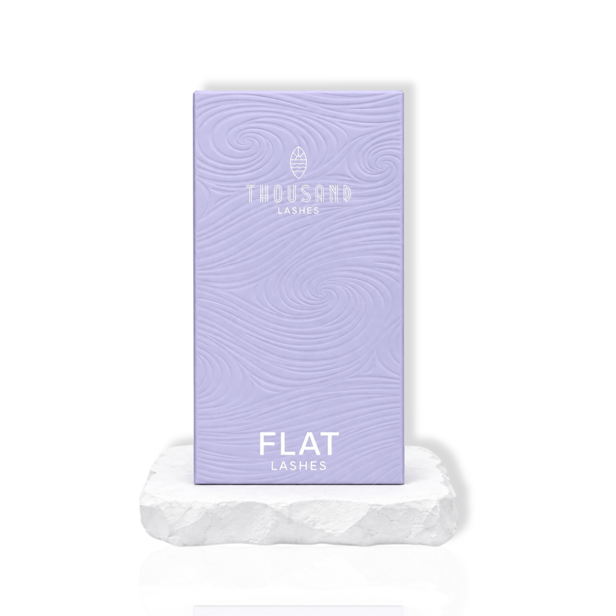 thousandlashes Flat Lashes mixed length 8–15 mm tray box displayed on a white stone surface